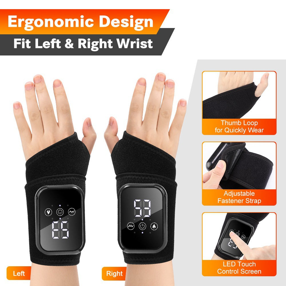 FlexRelief Electric Touchscreen Hand Massager With 3 Vibration Modes And 3 Heat and compression therapy Settings For Wrist Compress and Relief