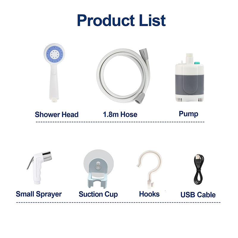 Rechargeable Portable Outdoor Shower-High-Pressure Camping & Travel Pump System